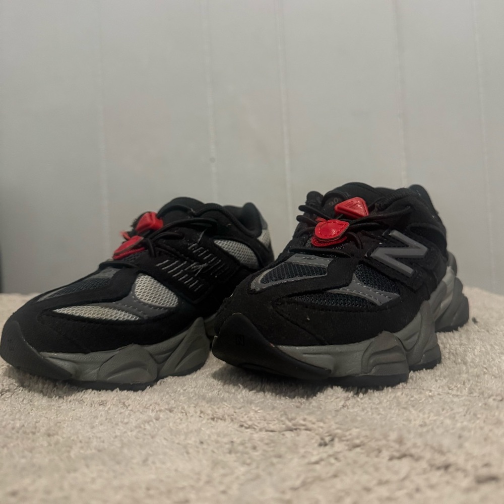 New Balance Black Gray with Red Accents Kids Sneakers